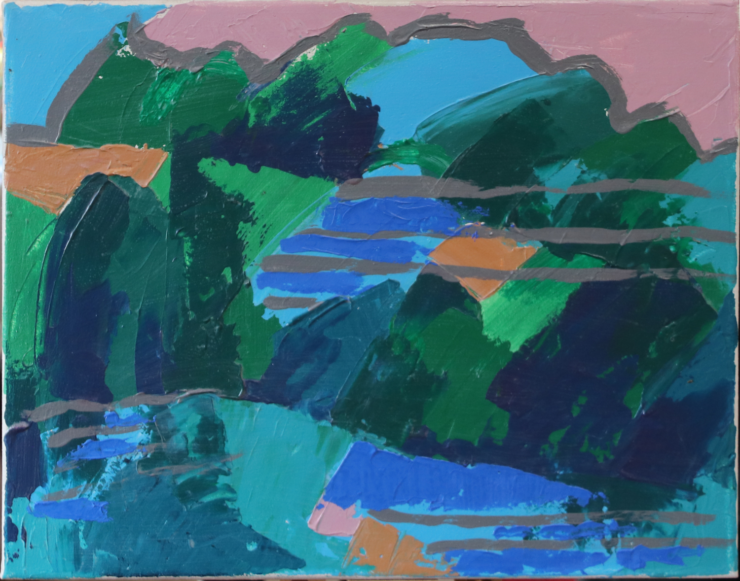 Bootsfahrt II, 2023 Acryl auf Lw 35 x 45 cm